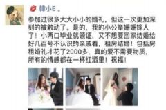 小兩口結婚僅花2110元，婚禮開支占比最大的是房租1500元[多圖]